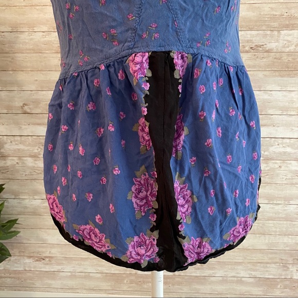Free People Blue Black Floral Tank Small - Picture 9 of 10